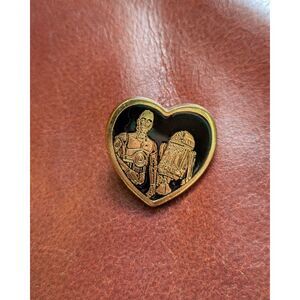 Variety Gold and Black Lapel Pin - Star Wars C3PO R2D2 Heart Shape